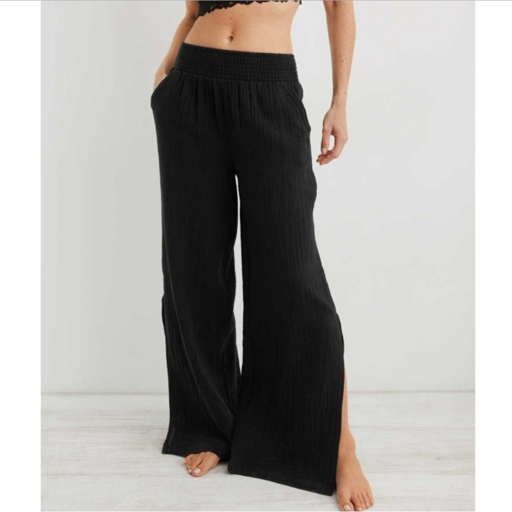 Aerie Pool to Party Black Wide-Leg Pants